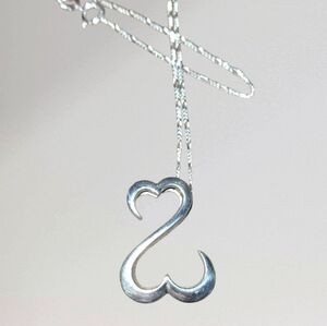 Jane Seymour Signed 925 Sterling Silver Open Hearts Pendant & Chain